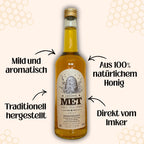 Honigwein Met lieblich 500 ml von Imkerei Blütenstolz, Vorderseite, direkt vom Imker, traditionell hergestellt