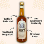 Honigwein Met aus Waldhonig 500 ml von Imkerei Blütenstolz, Vorderseite, kräftig und leicht herb