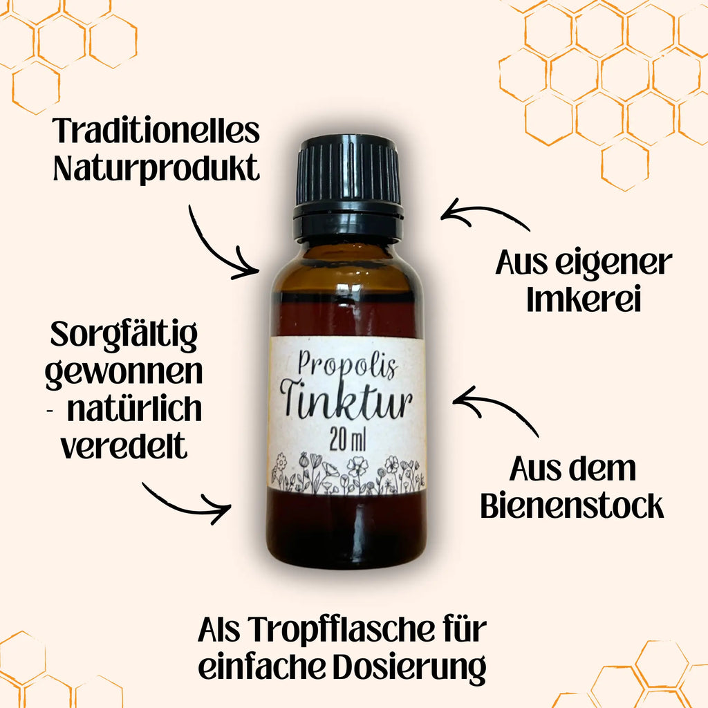 Propolis-Tinktur 20 ml in Tropfflasche von Imkerei Blütenstolz, traditionelles Naturprodukt als Tropfflasche, aus eigener Imkerei